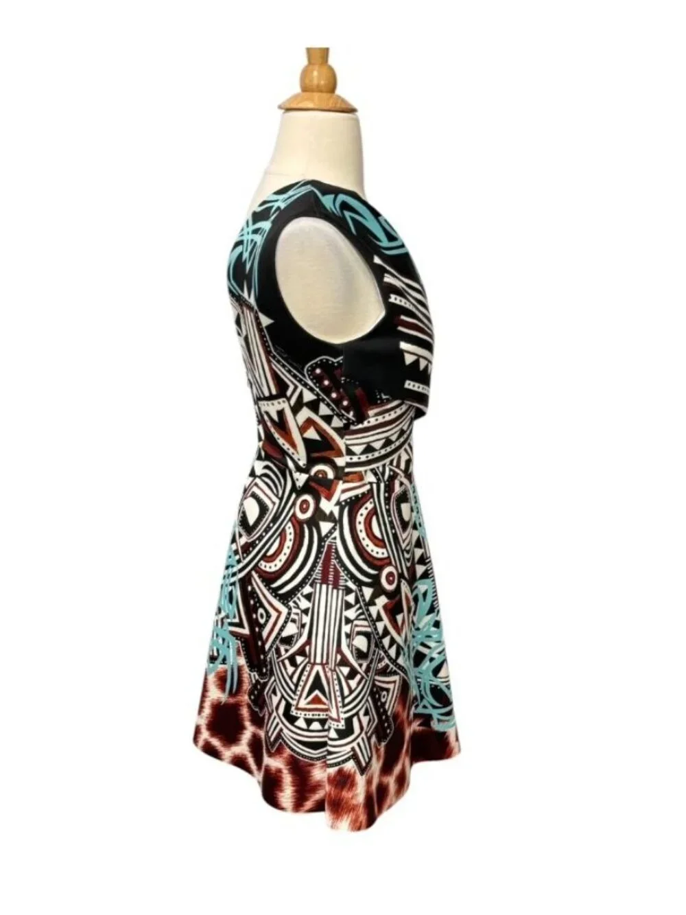 Just Cavalli Roberto Cavalli Mini Dress Tribal Fit Flare Scuba Size 36 IT/XS US